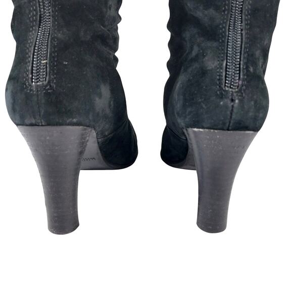 WHITE MOUNTAIN! BLACK GENUINE SUEDE LEATHER SCRUNCHY BOHO CHIC BOOTS! SZ 7.5M - Picture 9 of 11